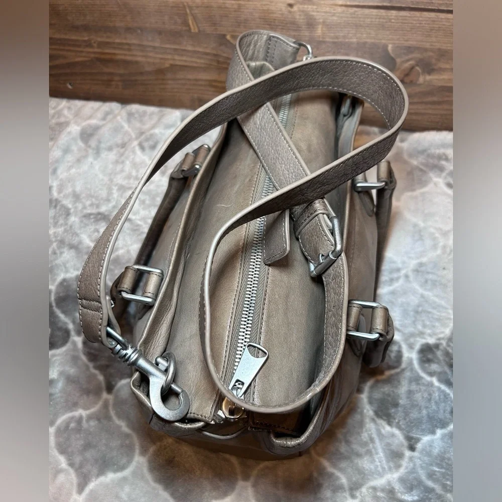 LIEBESKIND Berlin Georgia Foil Leather Satchel Beige Crossbody Bag
